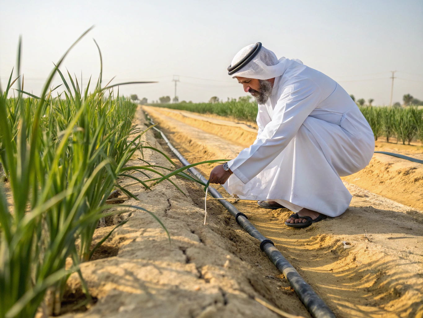Drip irrigation system for agriculture in UAE desert climate